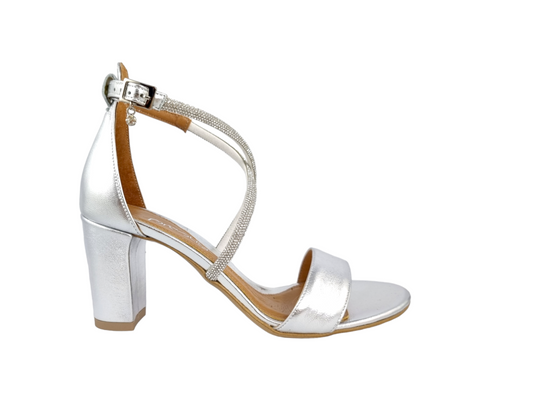 Prestige sandały 2052/OBL/N Srebrne-Lico/Sr-Cek