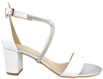 Prestige sandały 2052/OBL/5cm Biała-Perła/Sr-Cek